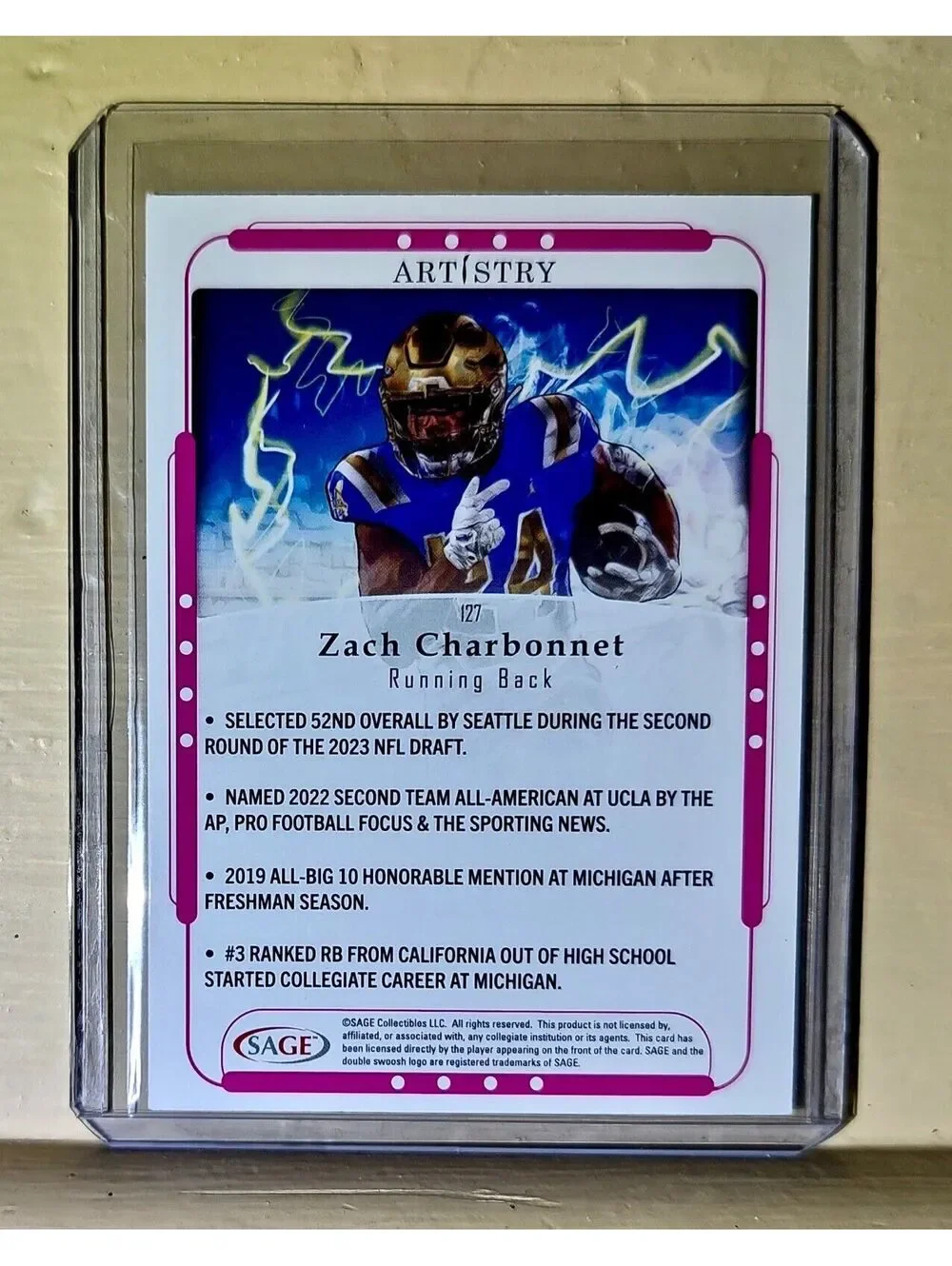 Zach Charbonnet 2023 SAGE NFL Artistry Football #127 Card